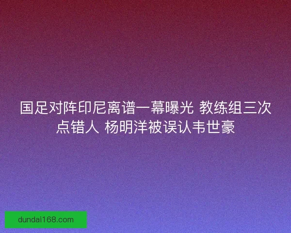 国足对阵印尼离谱一幕曝光 教练组三次点错人 杨明洋被误认韦世豪