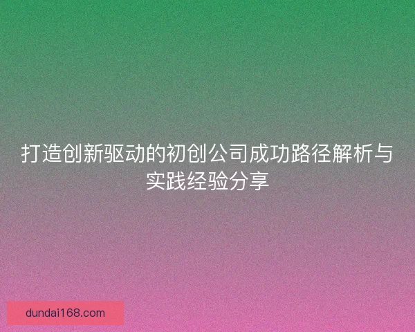 打造创新驱动的初创公司成功路径解析与实践经验分享