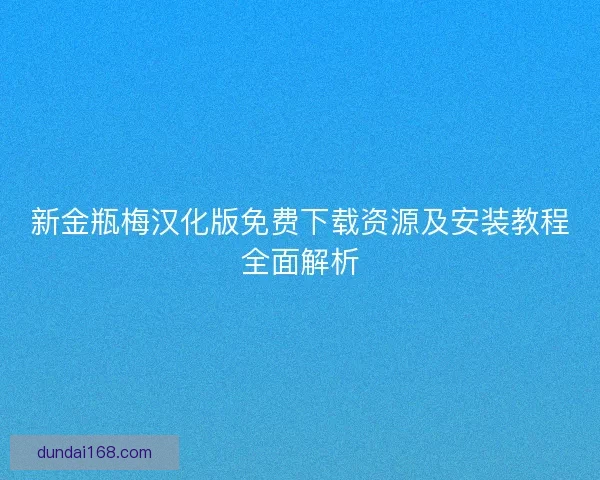 新金瓶梅汉化版免费下载资源及安装教程全面解析 新金瓶梅汉化版免费下载资源及安装教程全面解析