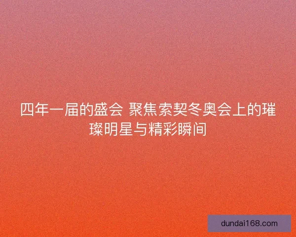 四年一届的盛会 聚焦索契冬奥会上的璀璨明星与精彩瞬间